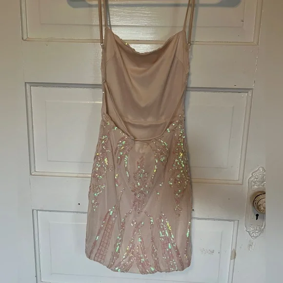 Lucy In The Sky pink starstruck iridescent sequin dress size xs - Picture 2 of 5